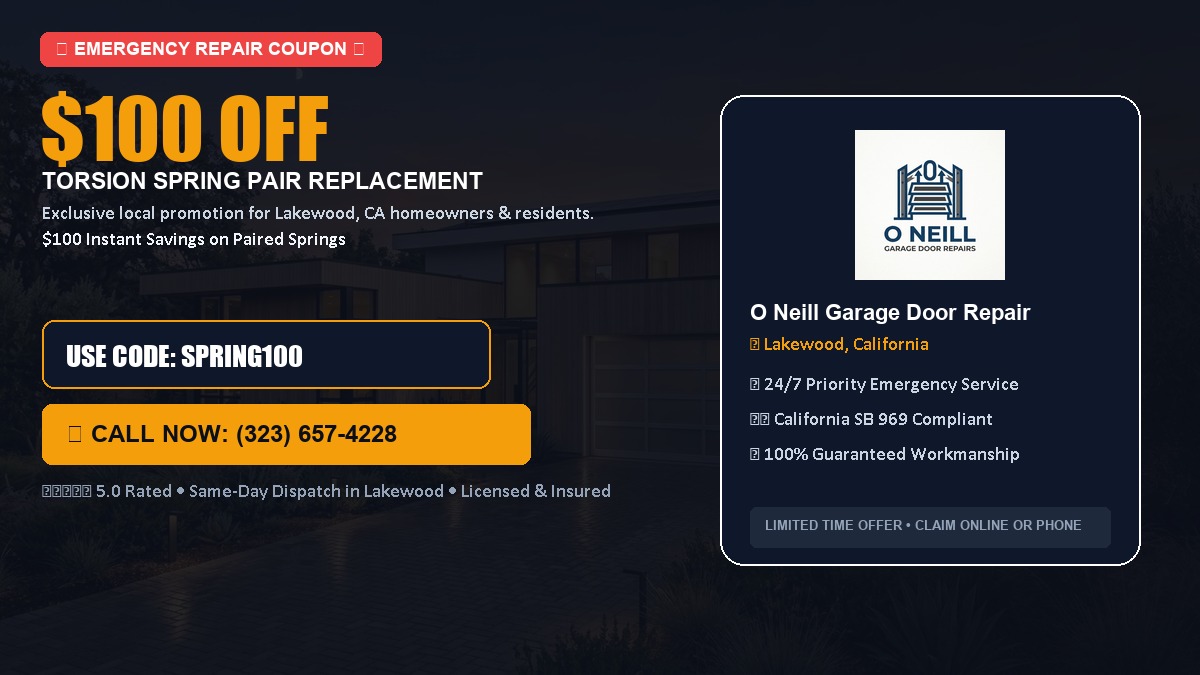 $100 OFF Heavy-Duty Torsion Spring Pair Replacement in Lakewood, CA